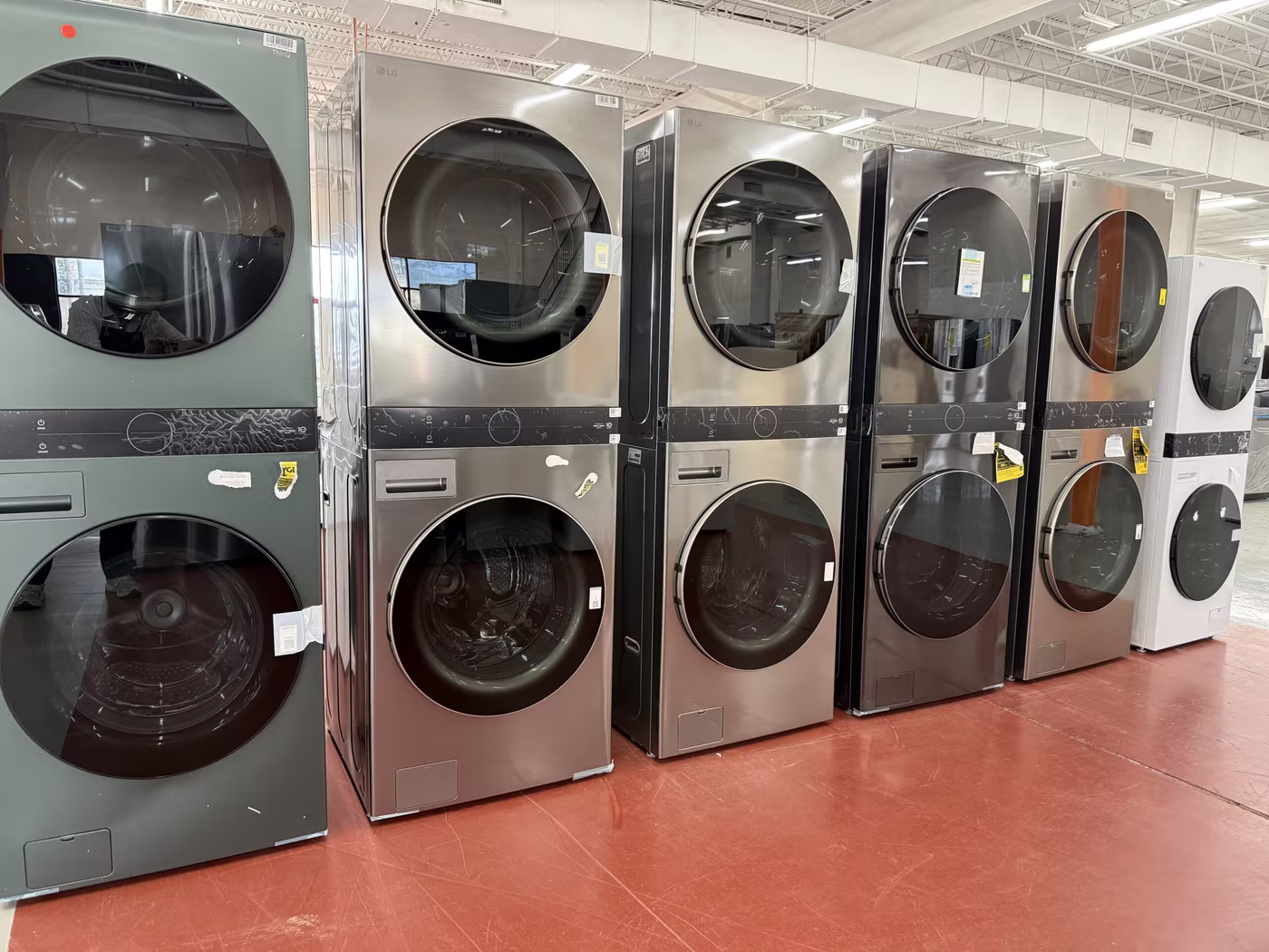 A row of stacked laundry towers on the Pensacola floor
