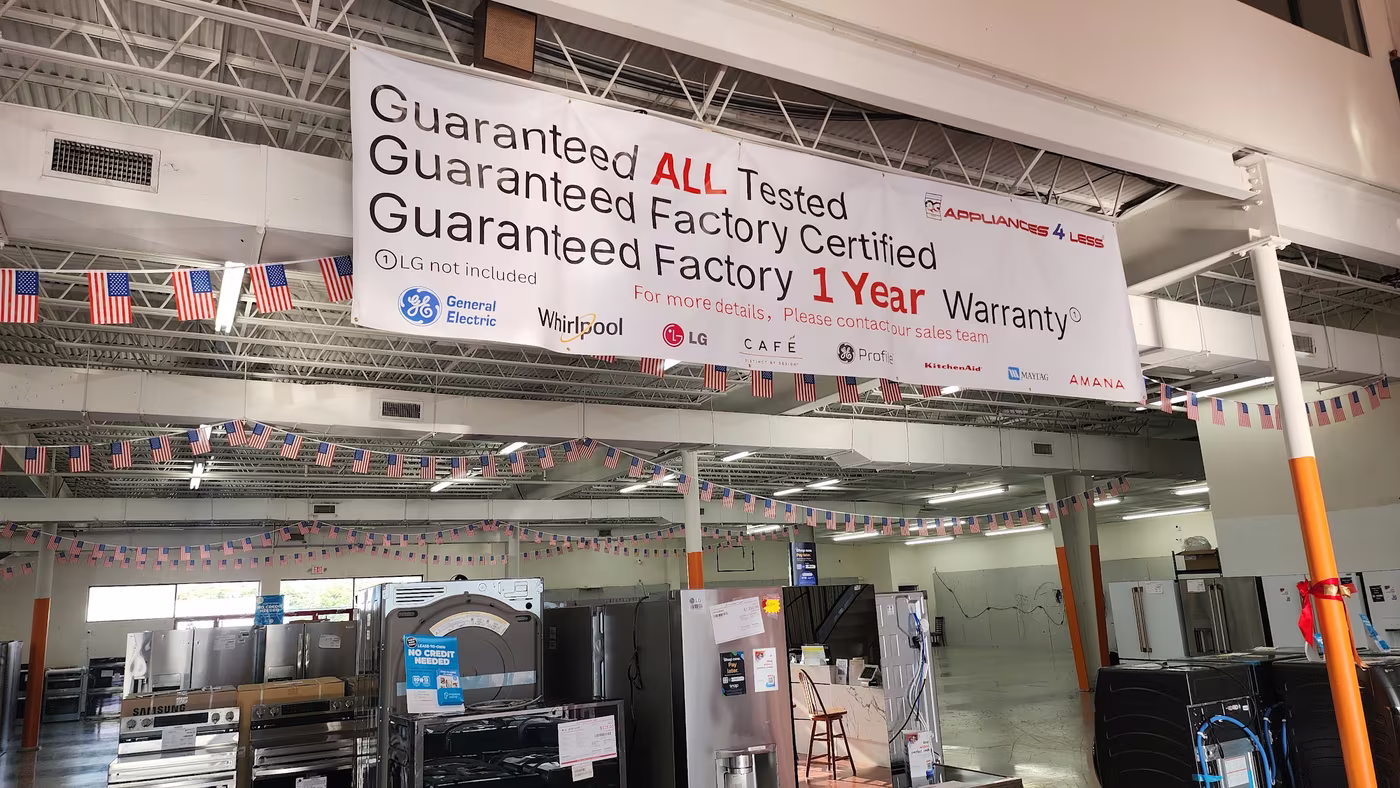 The “Guaranteed all tested” banner hanging over the Pensacola showroom floor